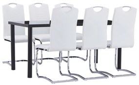 3053073 vidaXL Set mobilier de bucătărie, 7 piese, alb, piele ecologică