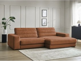 Colțar portocaliu cu tapițerie din catifea (cu colț pe partea dreaptă/cu șezlong) Sierra – Bobochic Paris