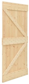 Usa glisanta cu set feronerie, 90 x 210 cm, lemn masiv de pin 2, Maro, 90 x 210 cm