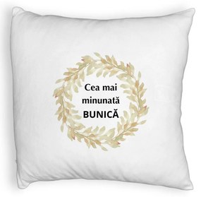 Perna Decorativa Fluffy, pentru Bunica 5, 40x40 cm, Alba, Husa Detasabila, Burduf