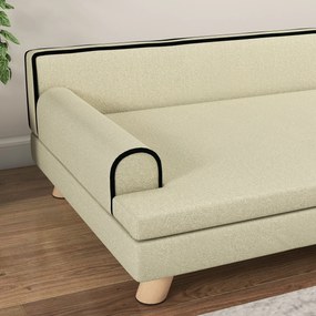 PawHut Canapea pentru câini și pisici design scandinav pernă moale detașabilă picioare din lemn masiv 100 x 62 x 32 cm bej | Aosom Romania