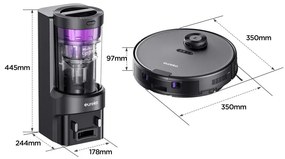 Robot aspirator cu auto-golire Eureka NER E10S, 5200 mAh, 4000Pa, 2 L, 4 moduri, LiDAR, Control vocal, Negru