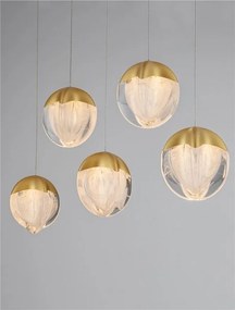 Lustra cu 5 pendule LED ALICIA auriu