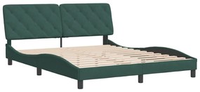 3207932 vidaXL Cadru de pat cu tăblie, verde închis, 160x200 cm, catifea