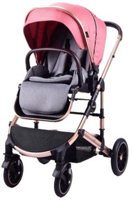 Carucior 3 in 1 reversibil, compact și pliabil, cu geanta inclusa, 0-36 luni - CPC-64-roz inchis