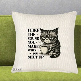 Perna Decorativa I Like the Sound You Make Pisica, 40x40 cm, Crem Reliefat, Husa Detasabila, Perna Inclusa, BEKZ®