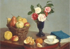 Tablou pe sticlă - Henri Fantin-Latour, Still  Life, reproducere (70x50 cm)