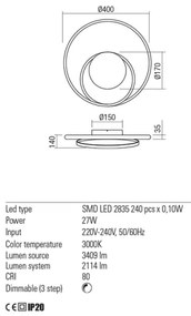 Lampă de perete LED dimmabilă TORSION Redo 01-1789, 27W/230V, albă