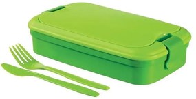 Cutie caserola alimente, plastic, etansa, cu tacamuri, verde, 1.3 L, 23x13x7 cm, Curver