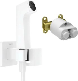 Set dus igienic cu corp ingropat Hansgrohe Bidette E EcoSmart 1 jet alb mat
