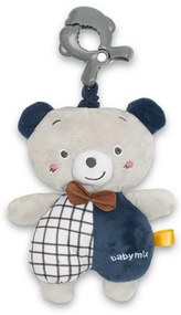 Baby Mix Jucărie de pluș pentru copii cu mecanismmuzical și clemă Ursuleț albastru, 24 cm
