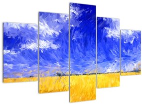 Tablou - Pictură în ulei, câmp auriu (150x105 cm)