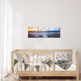 Tablou - Lac înghețat, Ełk, Mazury, Polonia (cu ceas) (90x30 cm)