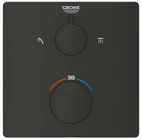 Baterie dus incastrata cu termostat Grohe Grohtherm 2 iesiri negru mat patrat