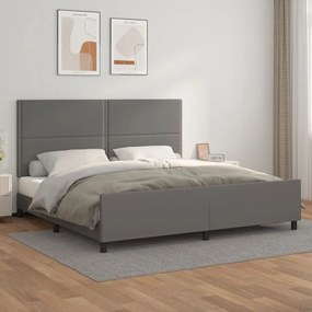 3125534 vidaXL Cadru de pat cu tăblie, gri, 200x200 cm, piele ecologică