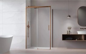 Cabina de dus dreptunghiulara cu usa glisanta Radaway Idea KDJ 130x110 cm finisaj cupru periat-transparent stanga