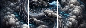 Tablou – Dragon în fum (cu ceas) (90x30 cm)
