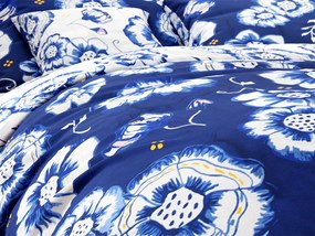 Lenjerie de pat din bumbac FLOARE ALBASTRA albastra Dimensiune lenjerie de pat: 80 x 80 cm | 140 x 200 cm