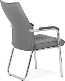 Scaun vizitator gri HRC 614 din piele ecologică și cadru cromat