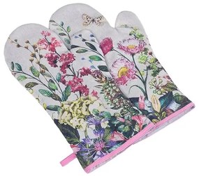 Bellatex Mănuși pentru grătar Bow Flowers Negru,22 x 46 cm, 2 buc.