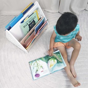 Bibliotecă Montessori cu roți, în formă de căsuță BOOKY turquoise