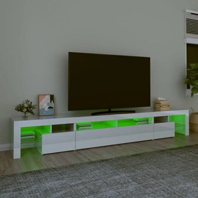 Comoda TV cu lumini LED, alb extralucios, 260x36,5x40cm 1, Alb foarte lucios, 260 x 36.5 x 40 cm