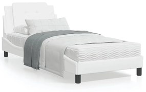 3208143 vidaXL Cadru de pat cu tăblie, alb, 80x200 cm, piele ecologică