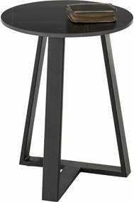 Masuta cafea Jason 2, negru cu efect de marmura, ceramica/metal, 40x50