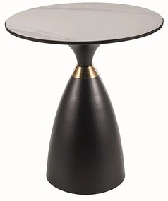 Masa de cafea Gemini marmura alba/negru/auriu - d50 x h56 cm