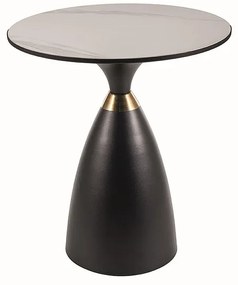 Masa de cafea Gemini marmura alba/negru/auriu - d50 x h56 cm