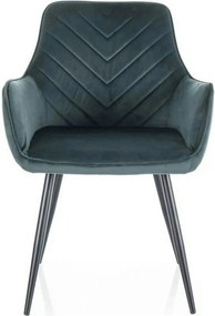 Scaun FIG, verde/negru, stofa catifelata/metal, 57x47x85 cm