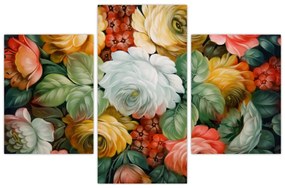 Tablou cu buchet pictat de flori (90x60 cm)