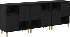 vidaXL Bufeturi 3 pcs Stejar Negru 60 x 35 x 70 cm Lemn compozit