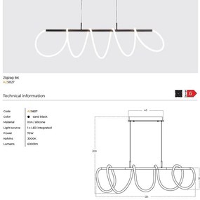 Lustra LED suspendata moderna ZIGZAG BK