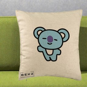 Perna Personalizata BT21 Koya Kawaii, 40x40 cm, Bej, Husa Detasabila, Perna Inclusa, BEKZ®