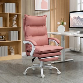 Vinsetto Scaun de birou cu masaj si incalzire, scaun de birou, inaltime reglabila, spatar inclinabil, 66x74x121,5cm roz | Aosom Romania