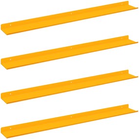 vidaXL Raft suspendat 4 pcs Galben muștar 80 x 9 x 2,5 cm Oțel