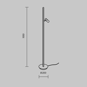 Lampadar, Lampa de podea LED cu Spot Directionabil, Thin alama