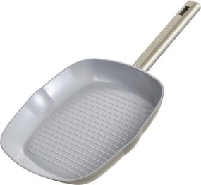 Tigaie grill Swiss Haus SH-SCGP28CH, 28 cm, acoperire ceramică Sapphire, pentru plite cu inducție, culoare șampanie