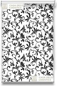 Roletă textilă Royal 5010 alb-negru cu model floral baroque