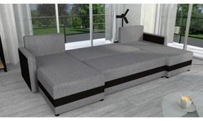 Colțar extensibil universal în U BRISTOL, tapițat, gri/negru