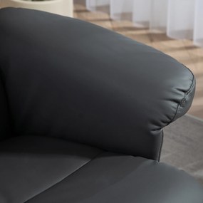 HOMCOM Fotoliu de relaxare cu taburet, Spătar înclinabil la 145°, Rotativ la 360°, Piele ecologică, Gri închis | Aosom Romania