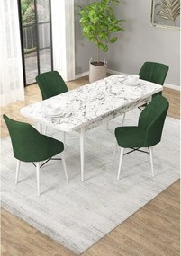 Set masa extensibila cu 6 scaune tapitate Homs cargold 250-30050 ALB-VERDE,170 x 80 cm