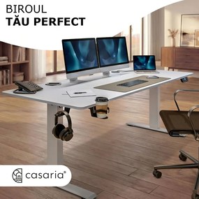 Birou de birou reglabil pe înălțime FLEXI, 140x60x72–117cm, alb Casaria