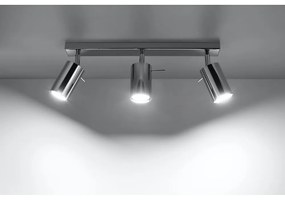 Plafonieră Sollux Etna, lungime 45 cm, argintiu