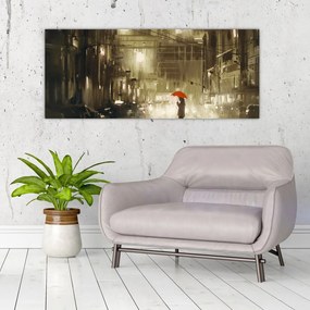 Tablou - Femeie într-o noapte ploioasă (120x50 cm)
