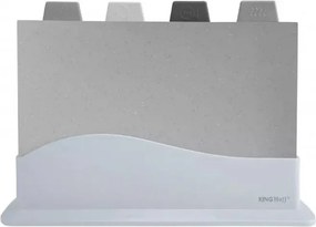 Set 4 tocatoare cu suport Kinghoff KH 1743, Utilizabile pe ambele fete, Rezistente la temperaturi de pana la 130°C, Fara absorbtie a mirosurilor, Antiderapante, Nuante de gri
