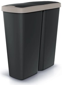 Coș de gunoi DUO negru, 50 l, maro/negru