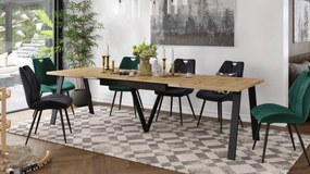 Mazzoni AVERY Stejar Artisan/picioare negre - MASĂ DE LOFT/INDUSTRIALĂ PENTRU SALON/SUFRAGERIE EXTENSIBILĂ - 2 MĂRIMI!