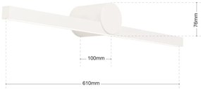 Aplica LED pentru baie moderna IP54 BEAUTY L-61cm alb